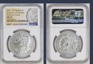 2021-CC Morgan Silver Dollar NGC MS 70 First Day of Issue FDOI 98-051