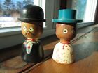 salt and pepper shakers vintage wooden man & woman