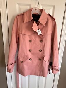 COACH Women's Blush Solid Short Trench Size S (NWT)
