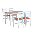 5 Piece Solid Pine Wood Table and Chairs Dining Set -White