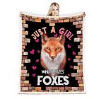 Fox Blanket Gifts for Girl Women Kids Fleece Throw-Just A Girl Who Loves Foxe...