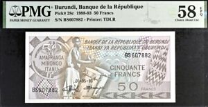 Burundi 50 Francs Pick# 28c 1988-93 PMG 58 EPQ About Unc Banknote