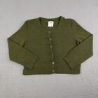 Aerie Cardigan Sweater Womens Extra Large Green Cropped Wool Blend Button Front