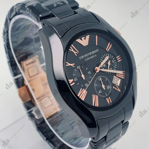 New In Box Emporio Armani AR1410 Classic Mens Ceramica Chronograph Wristwatch