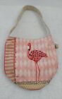Paul Brent Small Tote Pink Ivory Bag Flamingo Beach Life Canvas Zipper Vacation