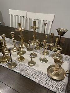 Vintage Brass Candlestick Lot (21)