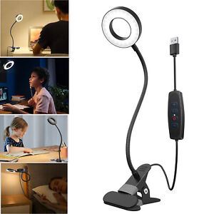 Clip on Table Lamp Dimmable Eye-Caring Clamp Light 3 Color Modes 10 Brightness