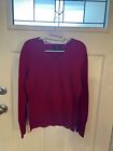 Apt 9 100% Cashmere Vneck Sweater Womens Soze Large Red Solid Long Sleeve