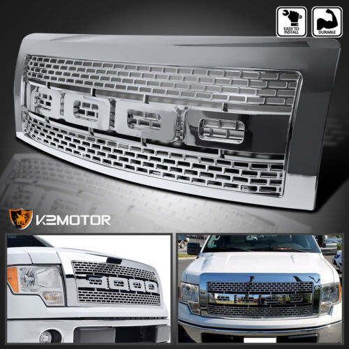 Fits 2009-2014 Ford F150 Chrome Raptor Style Mesh Bumper Hood Grille w/ Shell (For: 2014 Ford F-150)