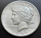 1921 HI RELIEF PEACE USA SILVER DOLLAR. FIRST YEAR! SHARP AU ABOUT UNC SPECIMEN