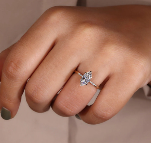 Engagement Ring 1.30 Ct IGI GIA Lab Created Marquise Cut Diamond 14k White Gold