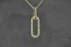 2.00CT Round Simulated Diamond Women's Paper Clip Pendant 14K Yellow Gold Plated