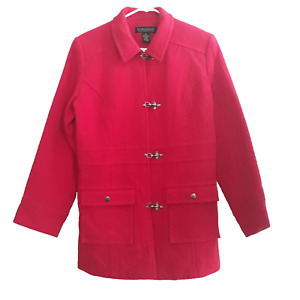 Dialogue Lined Trench Coat Women Medium Red Clasp Closure Lined Pockets