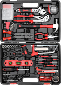218 Piece Tool Kit, Tool Set Mechanics Kit, Portable Tool Box Set with Saw Adjus