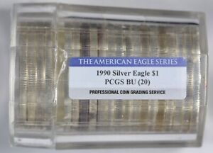1990 American Silver Eagle Roll of 20 Coins Graded Brilliant Unc. by PCGS