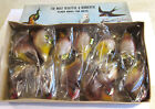 Box of 12 Vtg Flocked Birds Christmas Craft Wired Ornament Tree Hong Kong NOS
