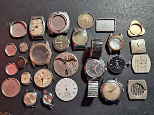 Vintage Lot of Watch Parts NEW HAVEN MISALLA SPORTSMAN ETC For Parts Repair!