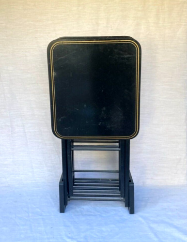 Vintage Mid Century Artex Snack Table 4 TV Tray + Stand Set - Rare !