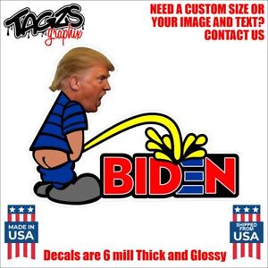 Trump Pee On Biden Funny Printed & Laminated Window Decal Sticker Car Truck SUV