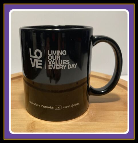Crate & Barrel Love Company Employee Coffee Mug Cup Promo CB2 Liquid Logic Black