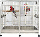LARGE Double Macaw Parrot Cockatoo Bird Breeder Pet Cage w/ Divider White Vein