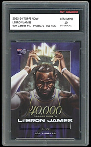 LeBron James 2023-24 Topps Now 40K Career Points 1st Graded 10 NBA Lakers Card