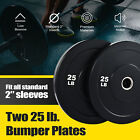 Olympic Rubber Bumper Plate Set 2“ Pair Weight Plates 25lbs Cast Iron Training