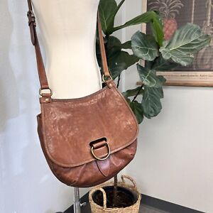 Authentic Frye AMY Genuine Leather Saddle Bag Brown Distressed Crossbody