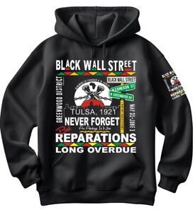 BLACK WALL STREET HOODIE, BLACK HISTORY HOODIE.  AFRICAN AMERICAN. SIZES S-5XL