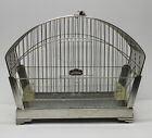 Vintage Crown Mid Century Art Deco Chrome Bird Cage Peafowl Fabric Seed Catcher