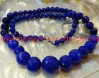 Beautiful 6-14mm Faceted Blue Sapphire Round Beads Gemstone Necklace 18