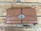 FOSSIL Vintage Maddox Keyhole Trifold Brown Leather Wallet 7.5