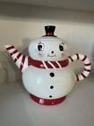 Johanna Parker Carnival Cottage Snowman Teapot DISCONTINUED Rare VHTF Christmas