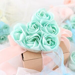 24 Mint HEART ROSE PETALS SOAPS Gift Boxes Wedding Party FAVORS Supply