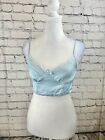 Princess Polly Top Women's 4 Blue Lace Trim Embroidered Cropped Tank Coquette