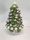 New ListingVintage Mold Light Up Ceramic Green Molded Snow Capped Christmas Tree 9.5”