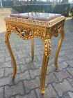 French Louis XVI Baroque Rococo Single Side Table: Beech with Pink Marble Top