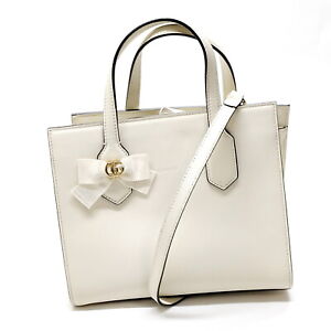 Gucci Hand Bag  White Leather 1185838