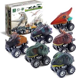 Dinosaur Toy Pull Back Cars 6 Pack Dinosaur Boy Toys Age 3+ Dino T-Rex Games