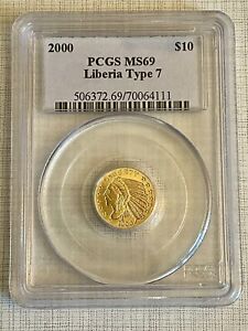 Liberia 2000 Type 7 $10 Gold Coin PCGS MS69 Sku# 883