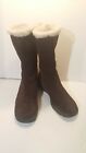 AEROSOLES Brown SUEDE TALL BOOTS Size 9.5 Rubber soles  FUR LINED