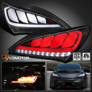 Black Fits 2010-2016 Hyundai Genesis Coupe LED Sequential Signal Tail Lights