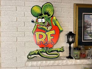Large Format Rat Fink Cut Out Steel Sign Ed Big Daddy Roth 30x18 Rat Rod Hot New