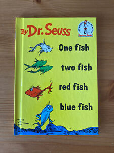 Vtg 1988 ONE FISH TWO FISH Red Blue by Dr. Seuss HC Grolier Book Club Edition!