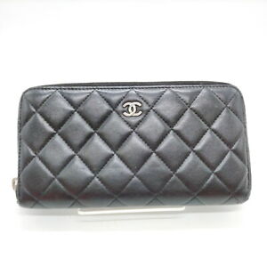 Chanel Long Wallet  Black Leather 1184652