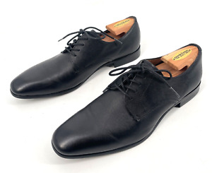 Express Mens 10 Derby Dress Shoes Black Leather Almond Toe Lace Up Textured $118