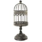 Antique Beige Small Iron Bird Cage w/ Stand Rustic Ornate Details Design New