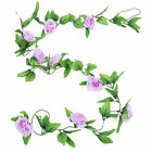 2PC 8Ft Artificial Rose Garland Silk Flower Vine Ivy Wedding Garden String Decor