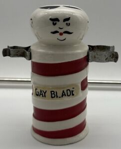 Vintage Ceramic Figural Japan Made Razor Brush Holder Barber Pole