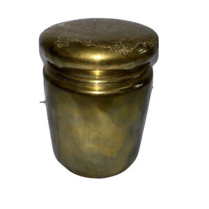 New ListingVintage Brass Smoking Tin Jar Antique Thus Think And Smoke Tobacco Ralph Erskine
